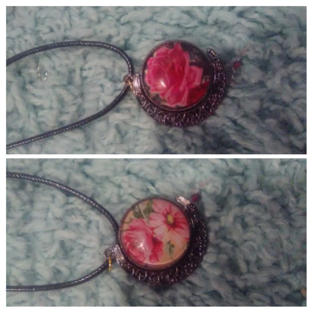 Handmade reversible double sided rose necklaces